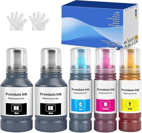 502 Ink Compatible with Epson 502 Ink Refill Bottles for Ecotank ET-2850 ET-3850 ET-4850 ET-15000 ET-3830 ET-2760 ET-4760 ET-3760 ET-3843 ET-3710 ET-2700 ET-2750 ET-3700 Inkjet Printer, 5P 2BK C M Y in Kuwait