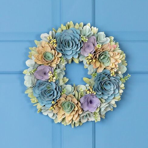 Northlight Artificial Floral Wooden Spring Wreath with Seed Pods - 14" in Kuwait