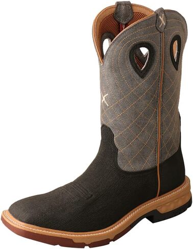 Twisted X Men's 12" Western Work Boot - Safety Alloy Toe Pull-on Boots for MenTan & Burgundy, 7.5 D in Saudi Arabia