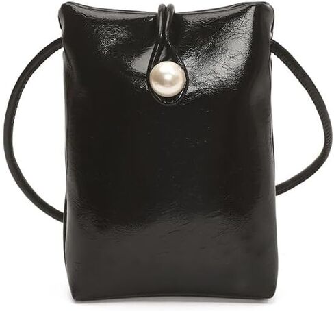 Women’s Crossbody Phone Bag, Small Shoulder Purse with Pearl Button, Soft Leather Mini Wallet Bag for Cards and Essentials in Saudi Arabia