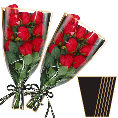 Jansun 40Pcs Flower Wrapping Bags Kraft Paper Flower Sleeves for Bouquets Flower Bags for Birthday Wedding Graduation Gift, Florist Wrap Supplies 9.8x17.9 Inch in Saudi Arabia