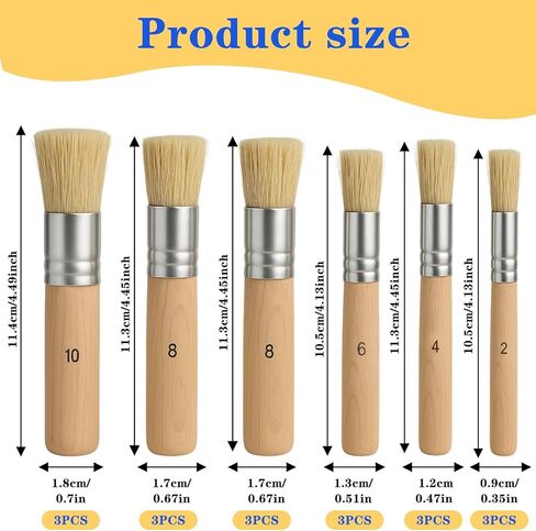 24 Pcs Wooden Stencil Brushes, Natural Bristle Template Paint Brush, Bristle Brushes Wooden Handle Painting Set for Painting Acrylic Oil Watercolor Art Stencil Project DIY Craft in Kuwait