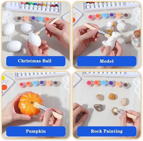 24 Pcs Wooden Stencil Brushes, Natural Bristle Template Paint Brush, Bristle Brushes Wooden Handle Painting Set for Painting Acrylic Oil Watercolor Art Stencil Project DIY Craft in Kuwait