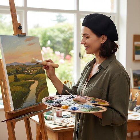 24 Pcs Wooden Stencil Brushes, Natural Bristle Template Paint Brush, Bristle Brushes Wooden Handle Painting Set for Painting Acrylic Oil Watercolor Art Stencil Project DIY Craft in Kuwait