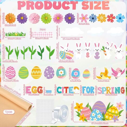 Pasimy 72 Pcs Spring Easter Bulletin Board Decorations 3D Egg Bunny Flowers Paper Cutouts Classroom Decors Egg Cited for Spring with Grass Flowers Birds Bunny for Home Nursery School Party Supplies in Saudi Arabia