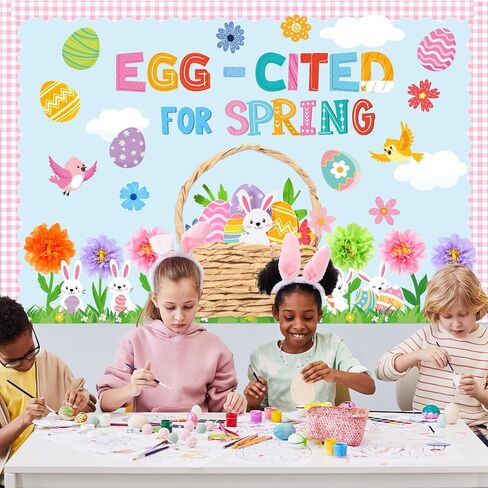 Pasimy 72 Pcs Spring Easter Bulletin Board Decorations 3D Egg Bunny Flowers Paper Cutouts Classroom Decors Egg Cited for Spring with Grass Flowers Birds Bunny for Home Nursery School Party Supplies in Saudi Arabia