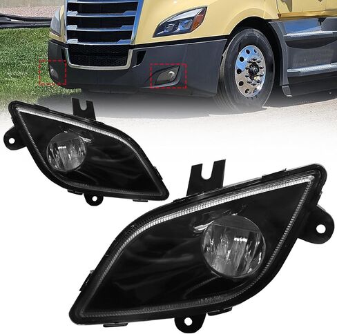 مصابيح الضباب LED تناسب 2018 2019 2020 2021 2022 2023 2024 مصابيح الضباب من شركة Freightliner Cascadia، جهاز عرض LED من الكروم للسائق الأيسر والجانب الأيمن للركاب، استبدال زوج A6603653003 A6603653002 in Saudi Arabia