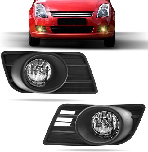 DLAA Fog Lights For Suzuki Swift 2007 2008 2009 2010 Front Fog Lamps Kit Car Styling Spot Light With Cables and Switch, Clear Lens - 1 Pair in Kuwait