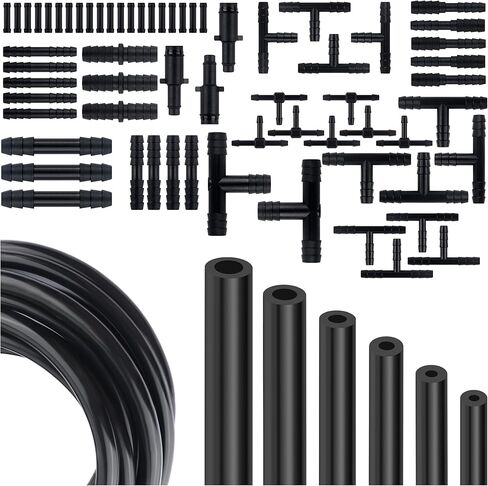 6PCS 5Ft Silicone Vacuum Hose Automotive Kit,ID 3/8",5/16",1/4",3/16",5/32",1/8" Vacuum Lines Automotive with Tee/Straight/Reducer Connector & Clamps,Professional Vacuums Line Kit in Saudi Arabia