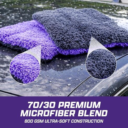Brug’s® HyperPlush Wash Pads – 4 Pack | 800 GSM 70/30 Premium Microfiber | Scratch-Free Car Wash Pads with Grip Thumb Hole in Saudi Arabia
