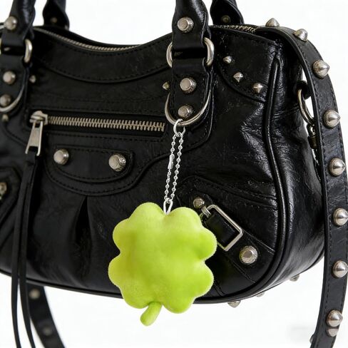 St. Patrick's Day Bag Charms Cute Plush Clover Shamrock Good Luck Keychain Purse Charms for Handbags Gift in Kuwait