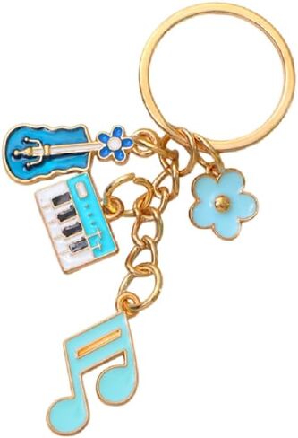 Music Keychain Musicians Key Chains for Bag Guitar Charms Cute Flower Keyring for Musician Jewelry in Saudi Arabia