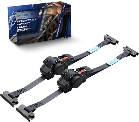 ANLULOAD E Track Retractable Ratchet Straps-Retractable Tie Down Straps-2 Packs 1In x 11.5Ft-for Boats, Jet Skis, Motorcycles, ATVs-BS:1,410lbs in Kuwait
