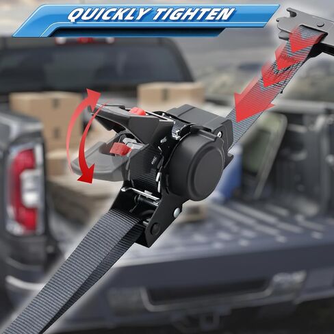 ANLULOAD E Track Retractable Ratchet Straps-Retractable Tie Down Straps-2 Packs 1In x 11.5Ft-for Boats, Jet Skis, Motorcycles, ATVs-BS:1,410lbs in Kuwait