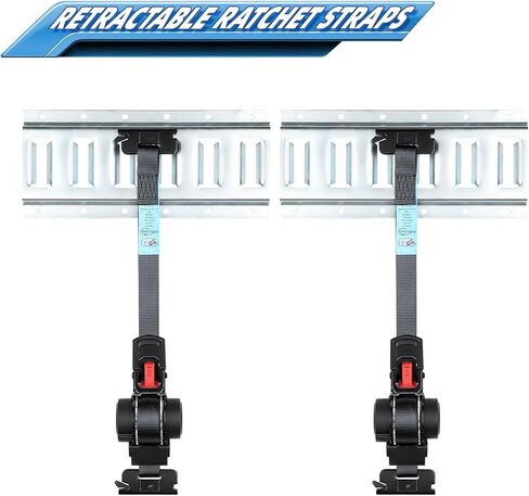 ANLULOAD E Track Retractable Ratchet Straps-Retractable Tie Down Straps-2 Packs 1In x 11.5Ft-for Boats, Jet Skis, Motorcycles, ATVs-BS:1,410lbs in Kuwait