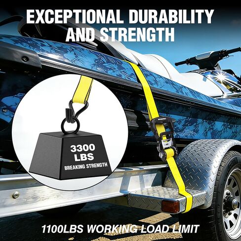 WORKPRO Ratchet Tie Down Straps, 2-Pack | 1.5" x 16' | 3300 lbs Break Strength Heavy Duty Ratchet Straps, Fits for Moving Appliances Motorcycle ATV Truck (Yellow) in Saudi Arabia