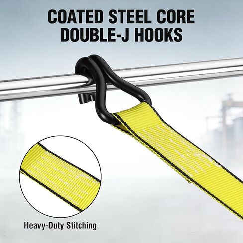 WORKPRO Ratchet Tie Down Straps, 2-Pack | 1.5" x 16' | 3300 lbs Break Strength Heavy Duty Ratchet Straps, Fits for Moving Appliances Motorcycle ATV Truck (Yellow) in Saudi Arabia