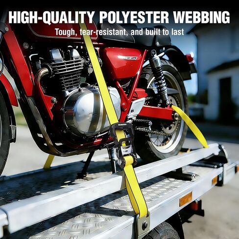 WORKPRO Ratchet Tie Down Straps, 2-Pack | 1.5" x 16' | 3300 lbs Break Strength Heavy Duty Ratchet Straps, Fits for Moving Appliances Motorcycle ATV Truck (Yellow) in Saudi Arabia