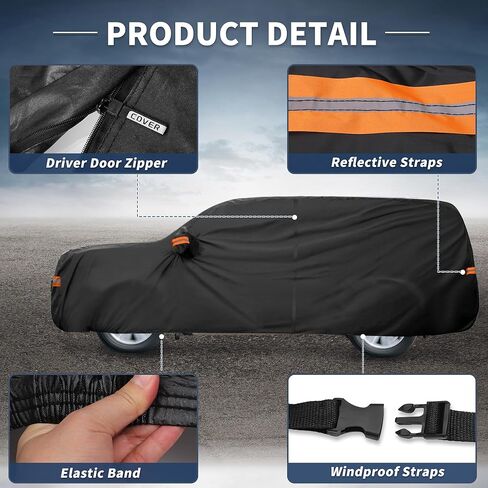 X AUTOHAUX Car Cover Outdoor Waterproof Sun Rain Snow Hail Protection with Left Side Door Zipper Aluminum Film for Kia Telluride in Saudi Arabia
