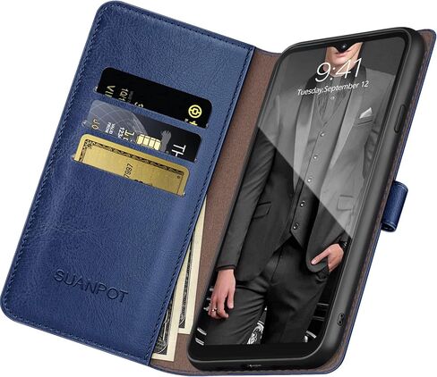 SUANPOT for Moto G Play 2021 with RFID Blocking Leather Wallet case Credit Card Holder, Flip Folio Book Phone case Shockproof Cover for Women Men for Motorola Moto G Play case Wallet Black in Kuwait
