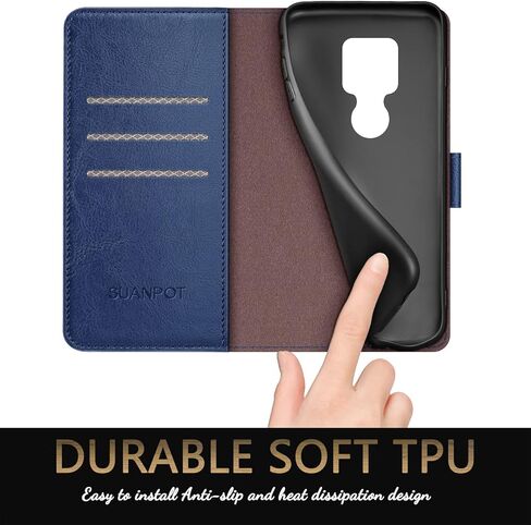 SUANPOT for Moto G Play 2021 with RFID Blocking Leather Wallet case Credit Card Holder, Flip Folio Book Phone case Shockproof Cover for Women Men for Motorola Moto G Play case Wallet Black in Kuwait