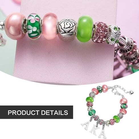 Bracelet for AKA,Pink and Green Rhinestone Greek Jewelry AKA Sorority Gifts for Women,Sorority Initiation Bracelets with AKA Charm Sisterhood Bracelet Gifts for Sisters Friends in Kuwait