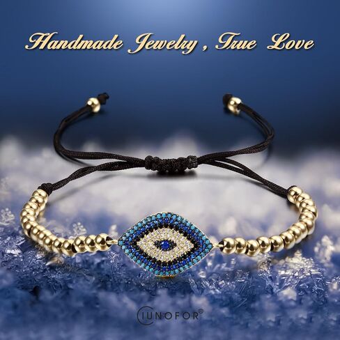 CIUNOFOR 14K Gold Filled Evil Eye Chain Bracelet, Adjustable White Bracelet for Women in Saudi Arabia