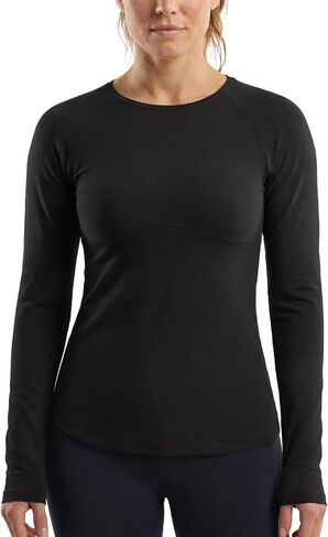 Womens Long Sleeve Workout Tops Slim-Fit Yoga Top Quick Dry Running Athletic Shirt High Stretch in Kuwait