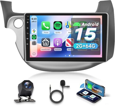[8 CORE 6G+128G] Car Stereo for Honda Fit 2008-2013 with Wireless Carplay/Android Auto, 10.1 Inch Android 13 IPS Touch Screen Car Radio, Bluetooth, GPS Navi, WiFi, SWC, DSP + Backup Camera in Kuwait