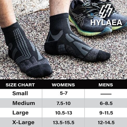 جوارب جري رياضية Coolmax للكبار مع وسادة بدون خياطة عند أصابع القدم، بدون عرض وطول ربع أسود ورمادي X-Large in Kuwait