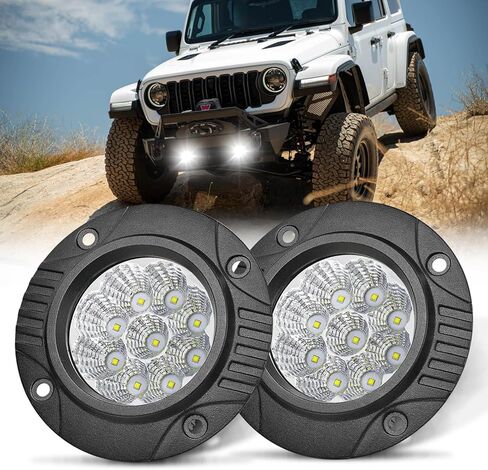 Amber Flush Mount LED Light Pods, ACEC SHOP 2PCS 42W 5Inch Amber Driving Spot Beam Off Road Fog Lights Chase Light Pods Flush Mount LED Lights for Trucks Wrangler Toyota Chevy Ram UTV ATV Car in Saudi Arabia