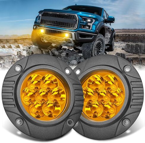 Amber Flush Mount LED Light Pods, ACEC SHOP 2PCS 42W 5Inch Amber Driving Spot Beam Off Road Fog Lights Chase Light Pods Flush Mount LED Lights for Trucks Wrangler Toyota Chevy Ram UTV ATV Car in Saudi Arabia