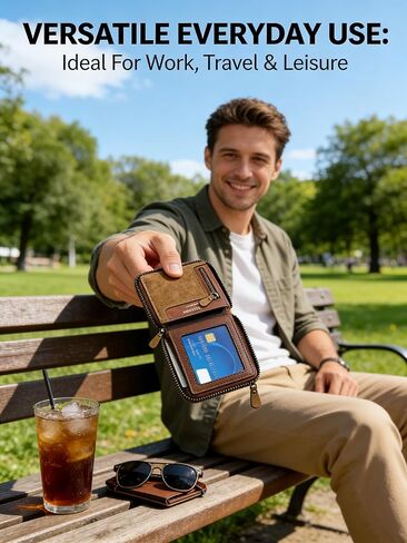Men's Zipper Short Leather Wallet, Rich Reddish Brown Leather (Reddish Brown) in Saudi Arabia