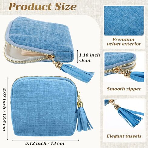 Hsei 5 Pack Small Travel Jewelry Case Bulk Small Jewelry Organizer for Women 6-layer Velvet Zipper Pouch Bag Bridesmaid Gifts for Bangles Link Bracelets Storage Protect in Kuwait