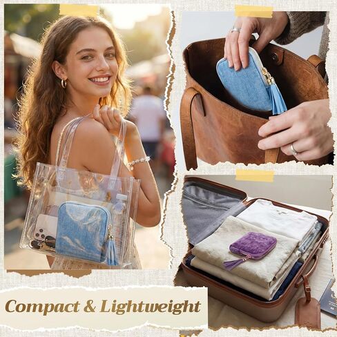 Hsei 5 Pack Small Travel Jewelry Case Bulk Small Jewelry Organizer for Women 6-layer Velvet Zipper Pouch Bag Bridesmaid Gifts for Bangles Link Bracelets Storage Protect in Kuwait