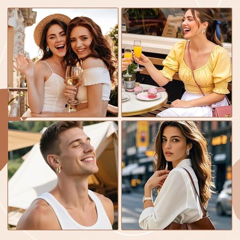 أقراط دائرية مكتنزة مطلية بالذهب عيار 14 قيراط للنساء، حلقات خفيفة الوزن مضادة للحساسية مقاس 25 مم مع زركونيا مكعب متقاطع، مثالية للارتداء اليومي والحفلات والهدايا in Kuwait