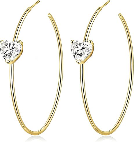 Large Hoop Earrings for Women, 1.8–2.6 Inch Round Hoop Earrings (4.5–6.5cm), 18K Gold Plated or White Gold Plated Hoop Earrings, Lightweight Hypoallergenic Earrings in Saudi Arabia