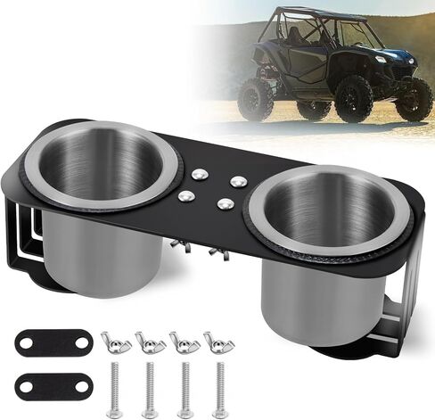 Grab Bar Dual Cup Holder for Honda Talon 1000R/X 2019-2023/1000X-4, with Two Stainless Steel Cups for Kawasaki Teryx KRX 1000 2020-2023, for Polaris RZR XP 1000/XP Turbo/800/900 2008-2023 in Kuwait