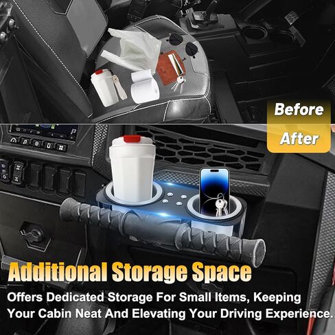 Grab Bar Dual Cup Holder for Honda Talon 1000R/X 2019-2023/1000X-4, with Two Stainless Steel Cups for Kawasaki Teryx KRX 1000 2020-2023, for Polaris RZR XP 1000/XP Turbo/800/900 2008-2023 in Kuwait