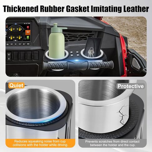 Grab Bar Dual Cup Holder for Honda Talon 1000R/X 2019-2023/1000X-4, with Two Stainless Steel Cups for Kawasaki Teryx KRX 1000 2020-2023, for Polaris RZR XP 1000/XP Turbo/800/900 2008-2023 in Kuwait