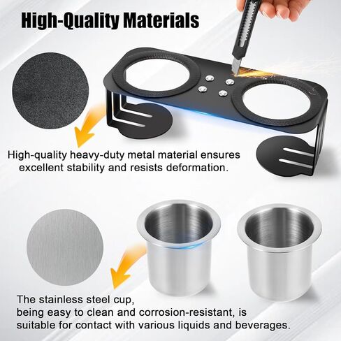 Grab Bar Dual Cup Holder for Honda Talon 1000R/X 2019-2023/1000X-4, with Two Stainless Steel Cups for Kawasaki Teryx KRX 1000 2020-2023, for Polaris RZR XP 1000/XP Turbo/800/900 2008-2023 in Kuwait