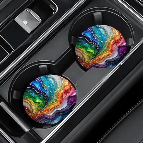 2PCS Dachshund & Floral Car Coasters for Cup Holders Dachshund Gifts for Women Car Interior Decor Accessories for Vehicles Interior Home Desk Table Gifts for Women Friends (QCBD3695) in Saudi Arabia