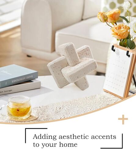 FlidRunest 3 ربط عقدة النحت ديكور لطاولة القهوة، الراتنج عقدة التماثيل ديكور المنزل للجرف، الطراز الحديث بوهو تمثال طاولة القهوة ديكور الحلي عقدة لغرفة المعيشة، سطح المكتب، رف الكتب in Kuwait