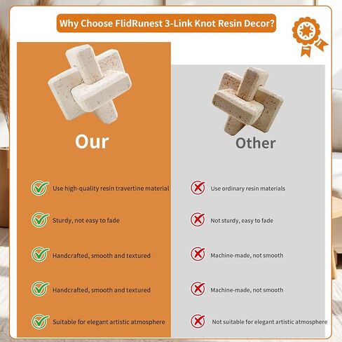 FlidRunest 3 ربط عقدة النحت ديكور لطاولة القهوة، الراتنج عقدة التماثيل ديكور المنزل للجرف، الطراز الحديث بوهو تمثال طاولة القهوة ديكور الحلي عقدة لغرفة المعيشة، سطح المكتب، رف الكتب in Kuwait