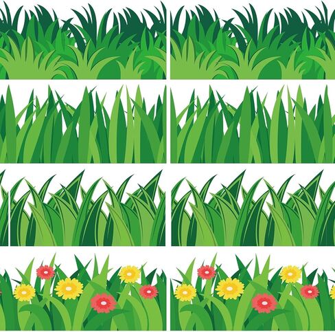 AnyDesign 24Pcs Green Grass Jumbo Bulletin Board Border Trim Border Spring Grass Flower Self Adhesive Bulletin Board Stickers for School Classroom Office Party Decor in Saudi Arabia