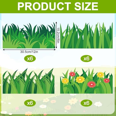 AnyDesign 24Pcs Green Grass Jumbo Bulletin Board Border Trim Border Spring Grass Flower Self Adhesive Bulletin Board Stickers for School Classroom Office Party Decor in Saudi Arabia