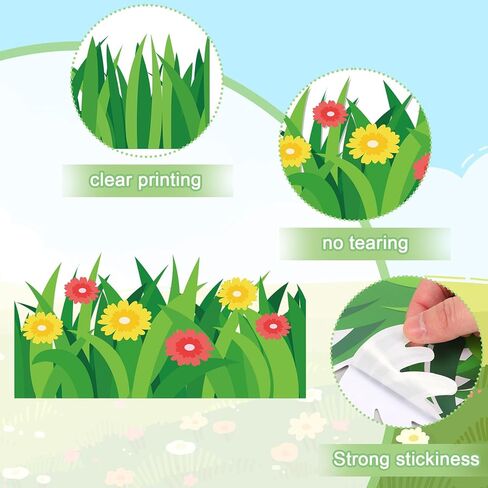 AnyDesign 24Pcs Green Grass Jumbo Bulletin Board Border Trim Border Spring Grass Flower Self Adhesive Bulletin Board Stickers for School Classroom Office Party Decor in Saudi Arabia