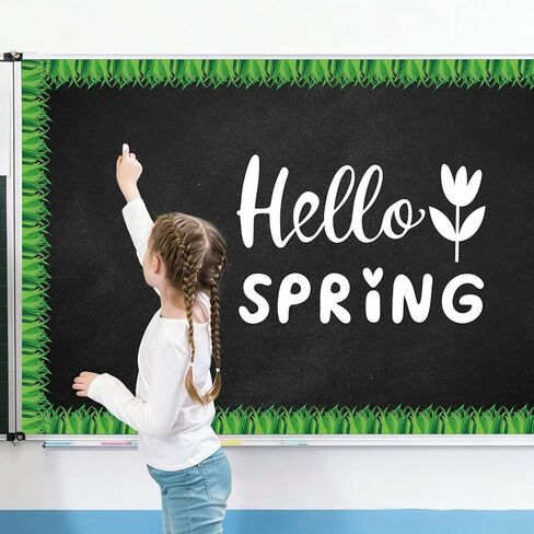 AnyDesign 24Pcs Green Grass Jumbo Bulletin Board Border Trim Border Spring Grass Flower Self Adhesive Bulletin Board Stickers for School Classroom Office Party Decor in Saudi Arabia