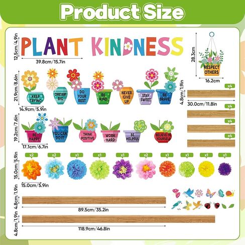 Spring Bulletin Board Decorations Set DIY Flower Bulletin Board Set with 3D Paper Flowers Positive Floral Butterfly Cutouts Inspirational Bulletin Board Decor for School Classroom Decors in Kuwait