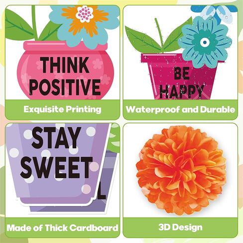 Spring Bulletin Board Decorations Set DIY Flower Bulletin Board Set with 3D Paper Flowers Positive Floral Butterfly Cutouts Inspirational Bulletin Board Decor for School Classroom Decors in Kuwait